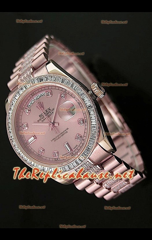 Rolex Daydate Reproducción Reloj Suizo - Reloj mediano de 37MM - Esfera Everose