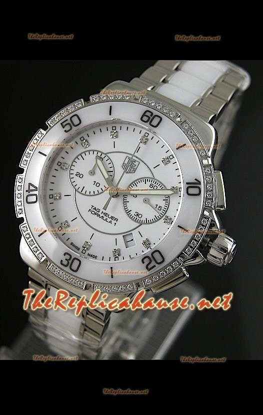Tag Heuer Formula 1 para damas, en blanco, con cronómetro. Réplica 1:1