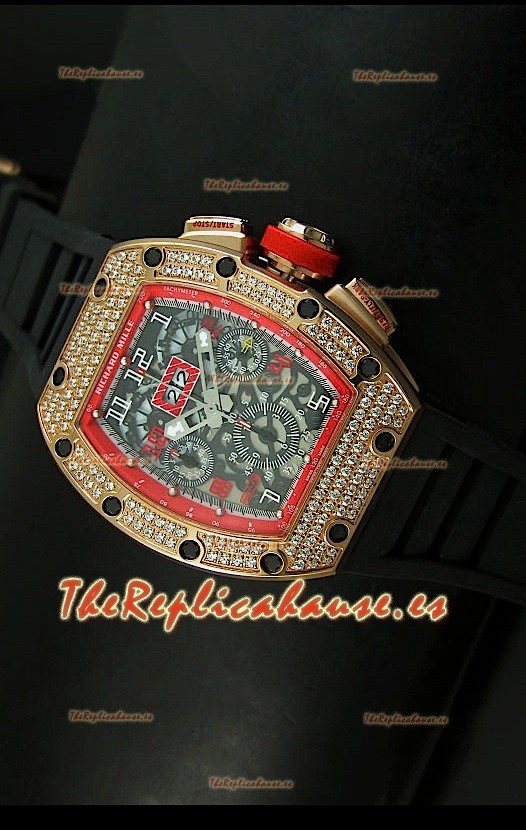 Richard Mille Edición Felipe Massa, Reloj Réplica Suiza en Caja de Oro Rosado y Titanio