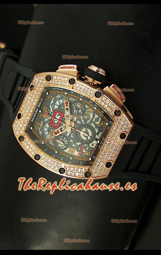 Richard Mille Edición Felipe Massa, Reloj Réplica Suiza en Caja de Oro Rosado y Titanio