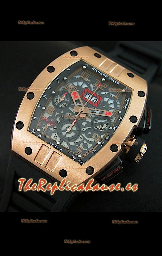 Richard Mille RM011 Edición Filipe Massa Carcasa de Oro Rosado sobre Titanio Réplica Suiza