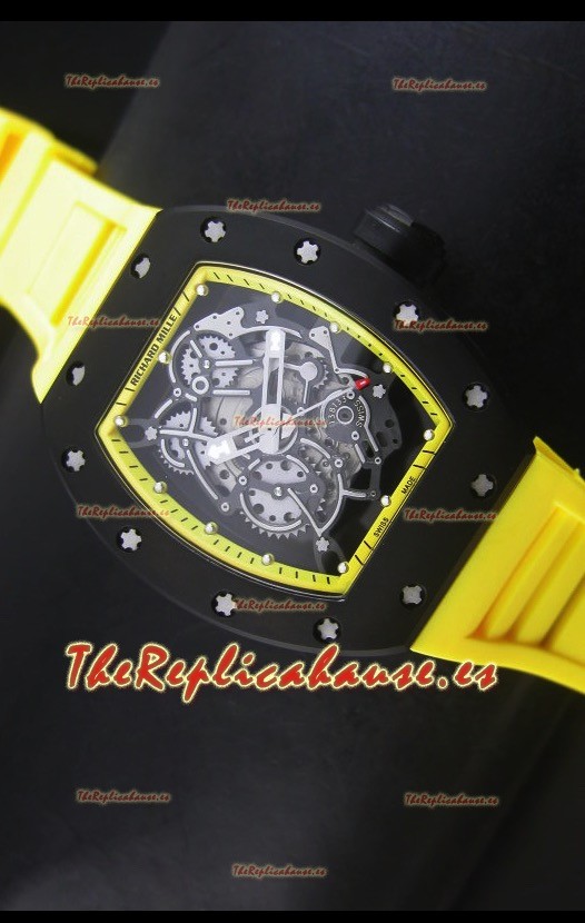 Richard Mille RM055 Bubba Watson Reloj Réplica Suizo Indicadores en Amarillo