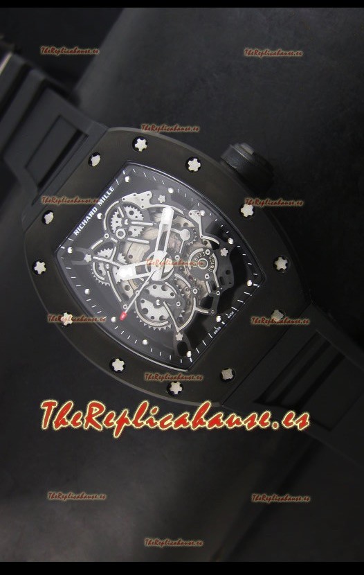 Richard Mille RM055 Bubba Watson Reloj Réplica Suizo Indicadores en Negro