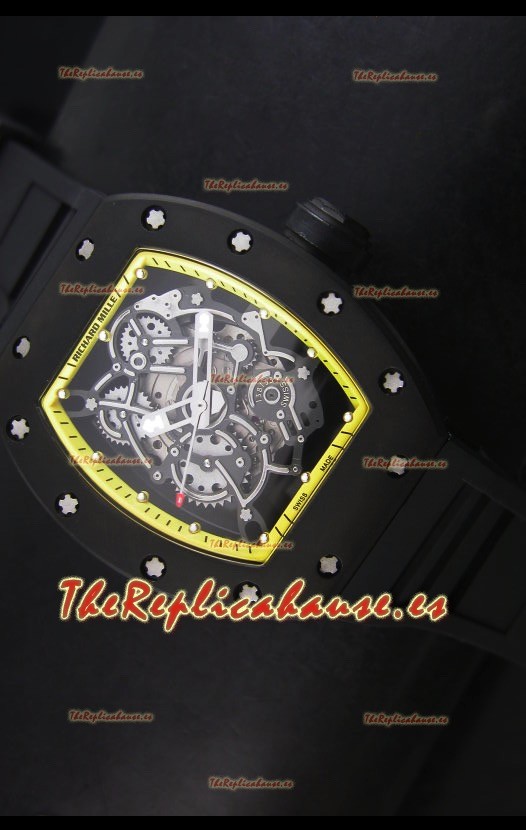 Richard Mille RM055 Bubba Watson Reloj Réplica Suizo Indicadores en Amarillo