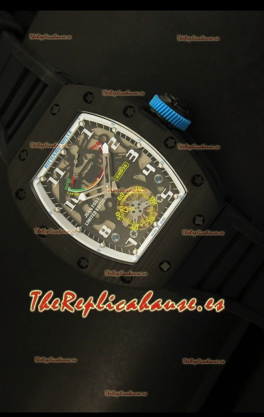 Richard Mille RM036 Jean Todt Forged Carbon Bezel Titanium Watch - Edición con todo en Azul y Blanco