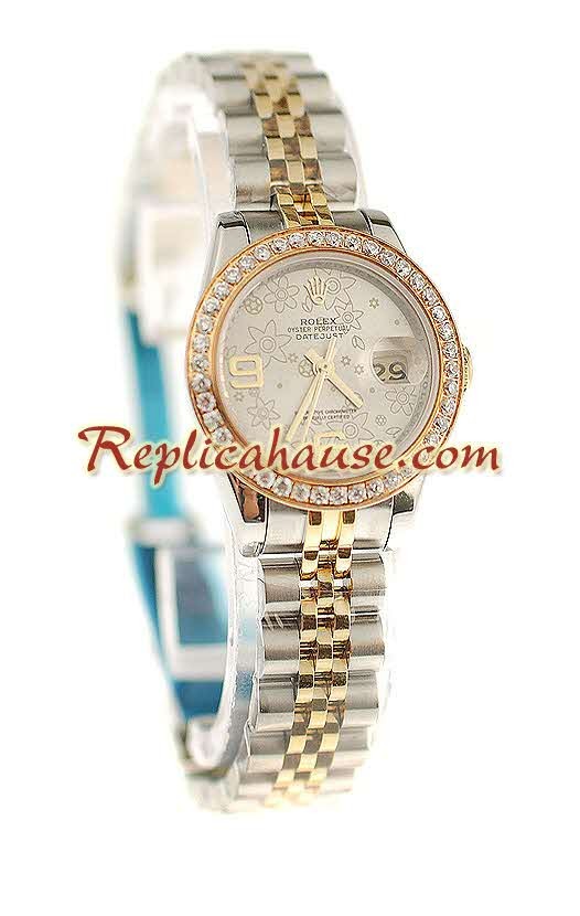 Rolex Suizo Réplica estampado floreado Datejust Reloj - tamaño dama