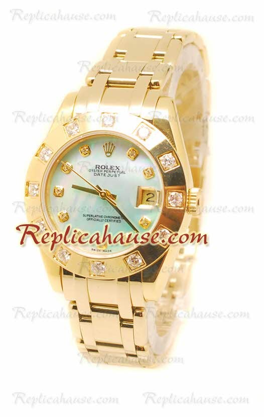 Pearlmaster Datejust Rolex Reloj Japonés en Oro Amarillo y Dial color Perla - 34MM