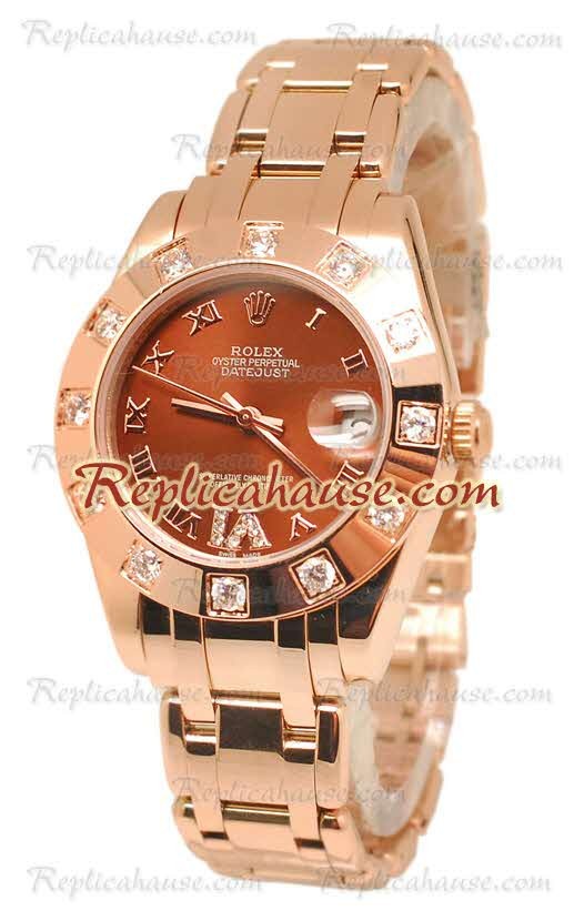 Datejust Rolex Reloj Japonés en Oro Rosa y Dial Marrón - 36MM