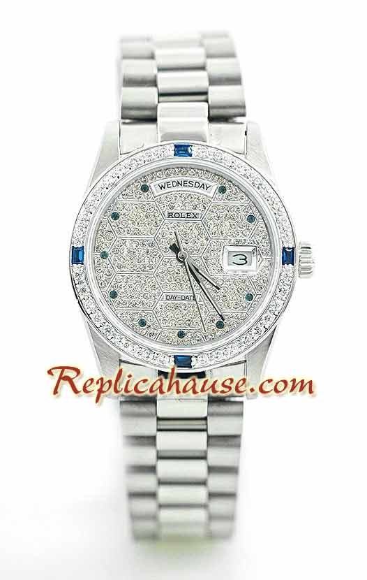 Rolex Réplica Day Date Silver - Diamond