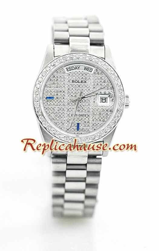 Rolex Réplica Day Date Silver - Diamond