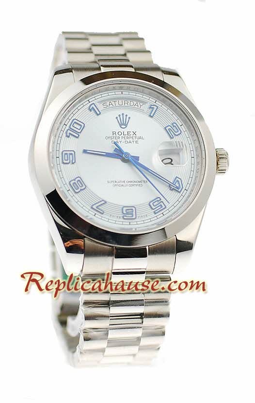 Rolex Réplica Day Date II Silver Reloj Suizo - 41MM