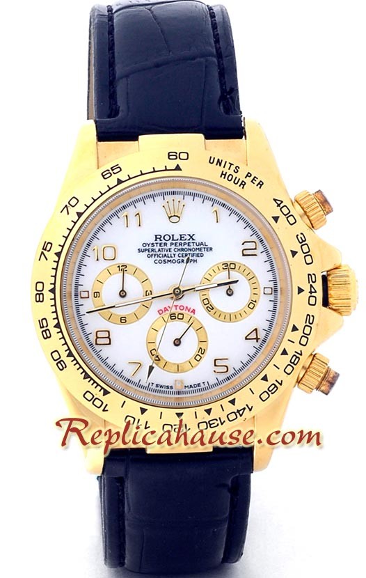Reloj Rolex Réplica Daytona Oro 18K con correa de cuero