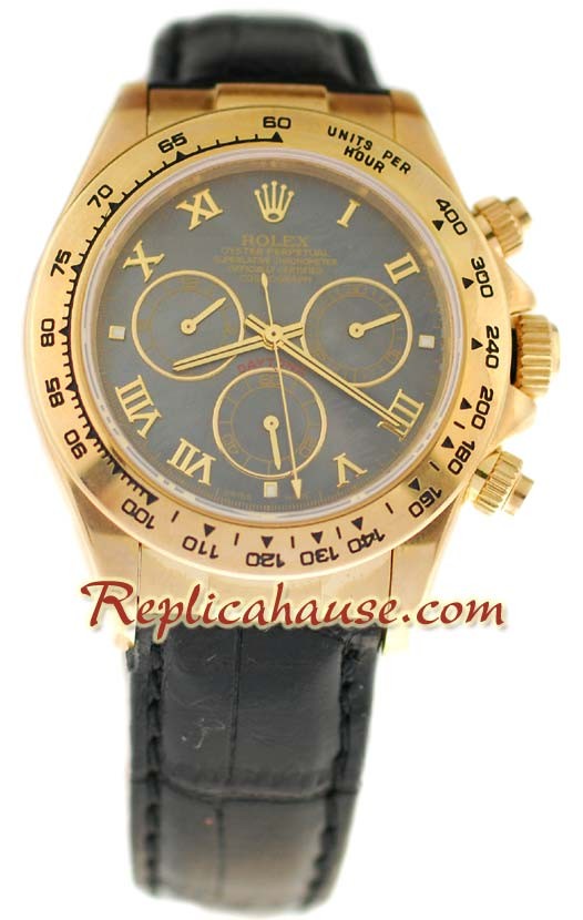 Reloj Rolex Réplica Daytona Oro 18K con correa de cuero
