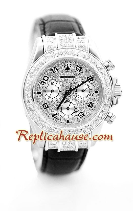 Rolex Réplica Daytona RelojDial diamante con correa de cuero