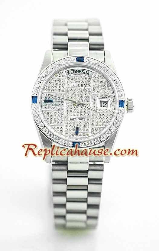 Rolex Réplica Day Date Silver - Diamond
