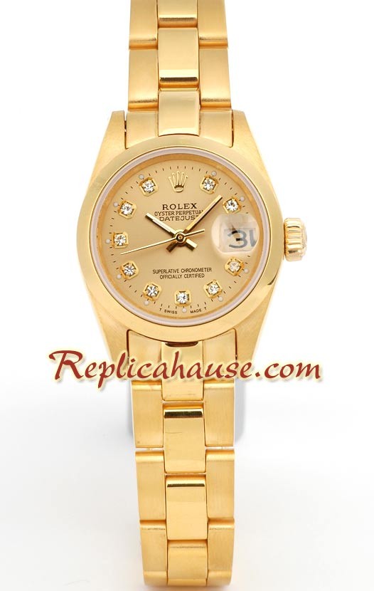 Rolex Réplica Datejust - Gold - Dama -