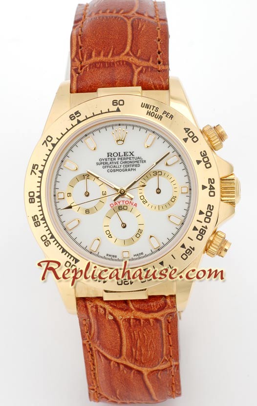Reloj Rolex Réplica Daytona Oro 18K con correa de cuero
