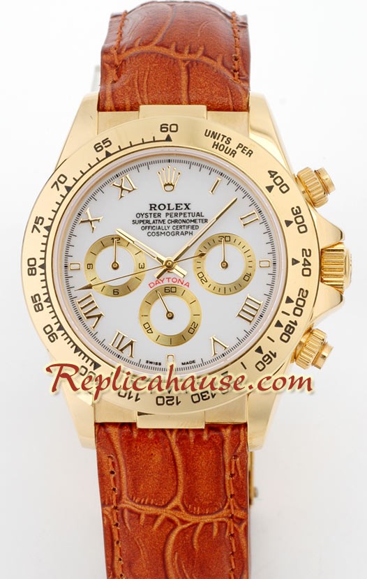 Reloj Rolex Réplica Daytona Oro 18K con correa de cuero
