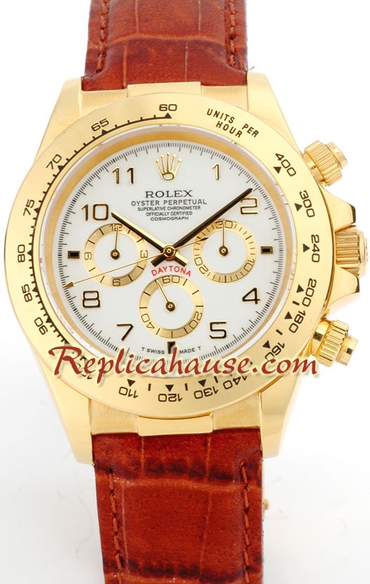 Reloj Rolex Réplica Daytona Oro 18K con correa de cuero