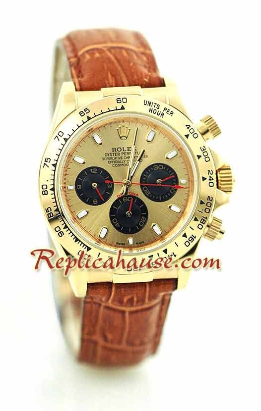 Reloj Rolex Réplica Daytona Oro 18K con correa de cuero