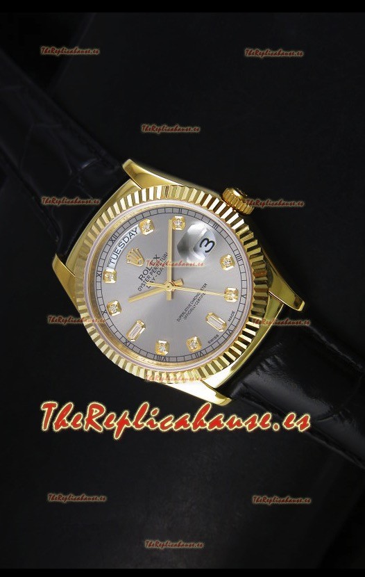 Rolex Day Date 36MM Reloj Réplica Suizo en Oro Amarillo - Dial Gris
