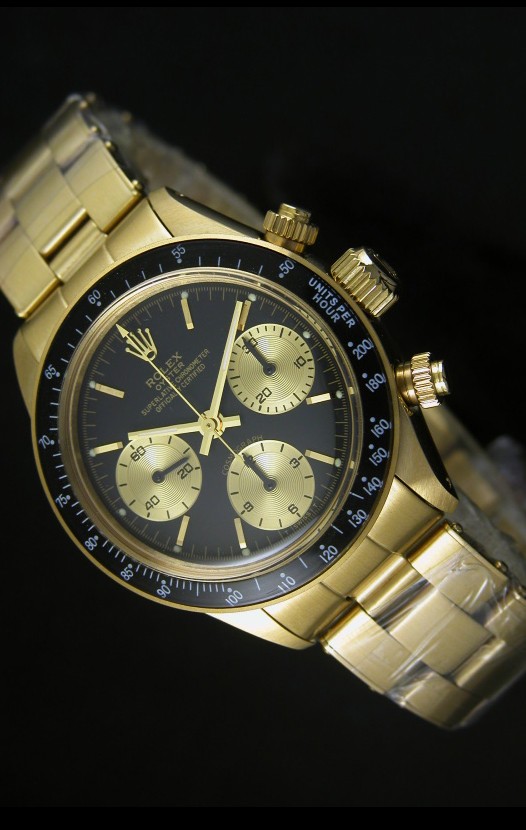 Rolex Daytona 6265 Cosmograph Dial Negro, Caja en Oro