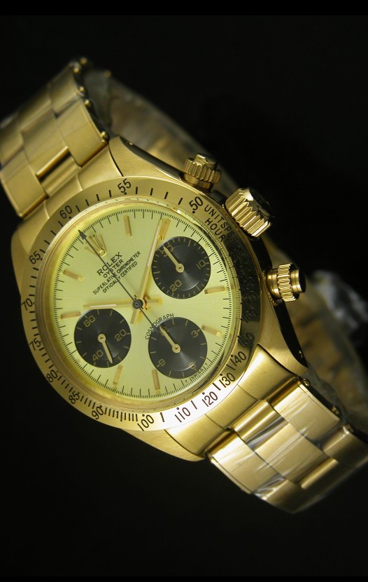 Rolex Daytona 6265 Cosmograph Dial Metálico Dorado, Caja en Oro