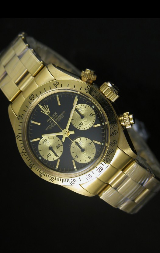 Rolex Daytona 6265 Cosmograph Dial Negro, Caja en Oro