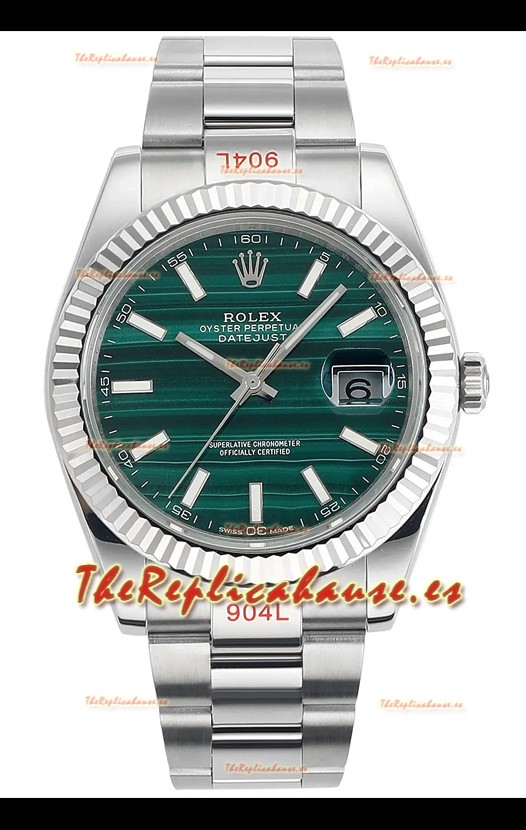 Reloj Rolex Datejust movimiento Cal.3235, esfera a rayas verdes y 41 mm, réplica de alta calidad