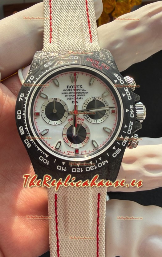 Reloj Rolex Daytona DiW Speedster de fibra de carbono negra con esfera blanca, superclon