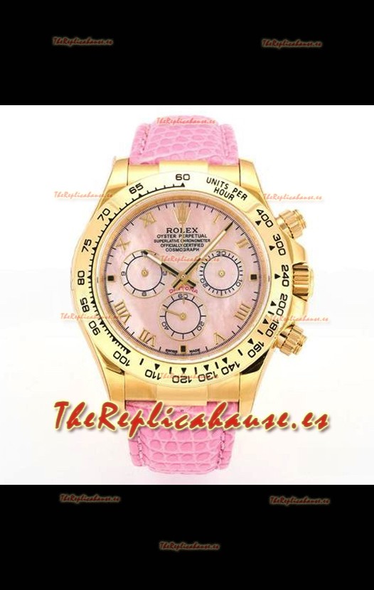 Reloj Rolex Daytona 116568 de oro amarillo con movimiento 4801 y esfera nacarada, réplica de alta calidad