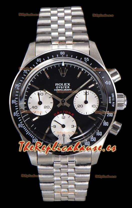 Reloj Rolex Daytona Paul Newman de 37 mm con esfera negra y cuerda manual, réplica de alta calidad