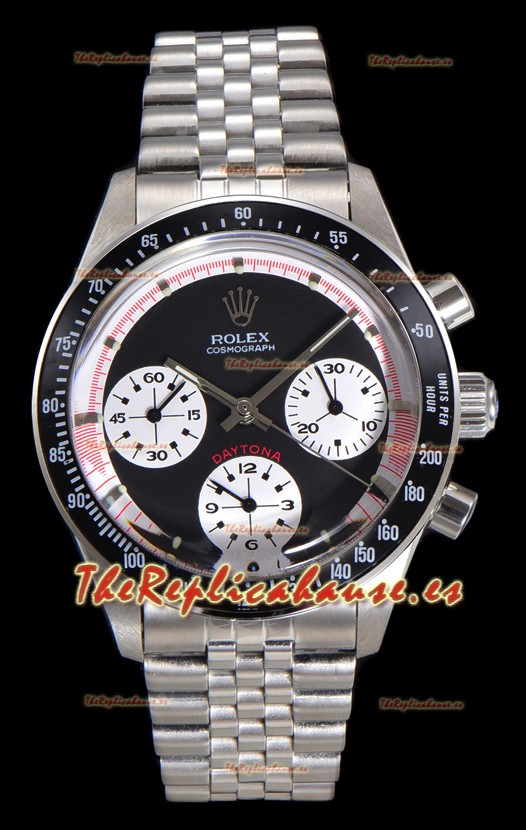 Reloj Rolex Daytona Paul Newman de 37 mm con esfera negra y cuerda manual, réplica de alta calidad