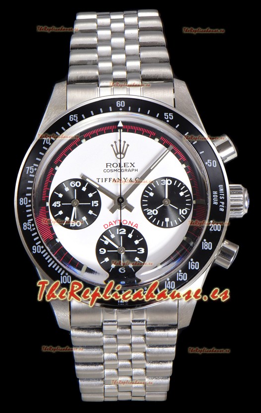 Reloj Rolex Daytona Paul Newman 37MM Tiffany & Co con esfera blanca y cuerda manual, superclon