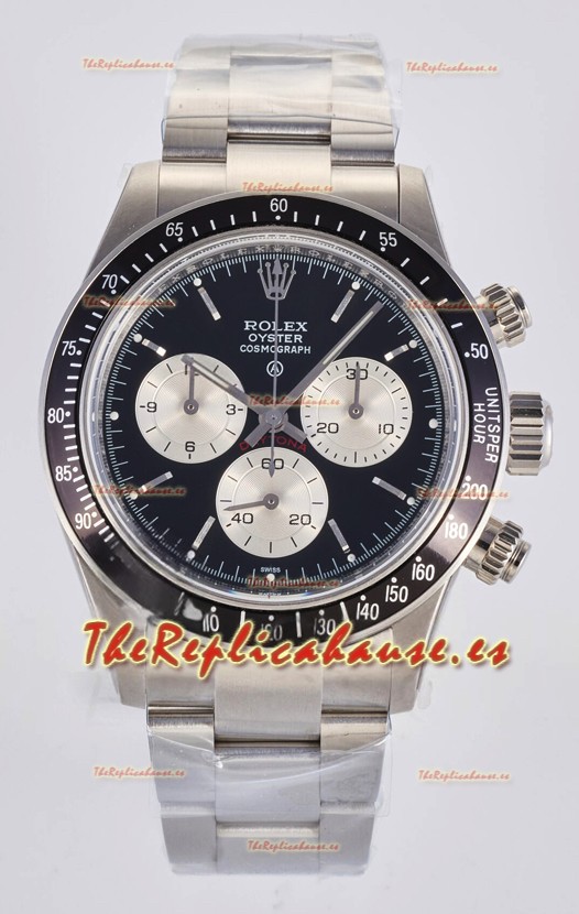 Réplica suiza del Rolex Daytona Paul Newman con esfera negra, modificado a medida con movimiento 4130