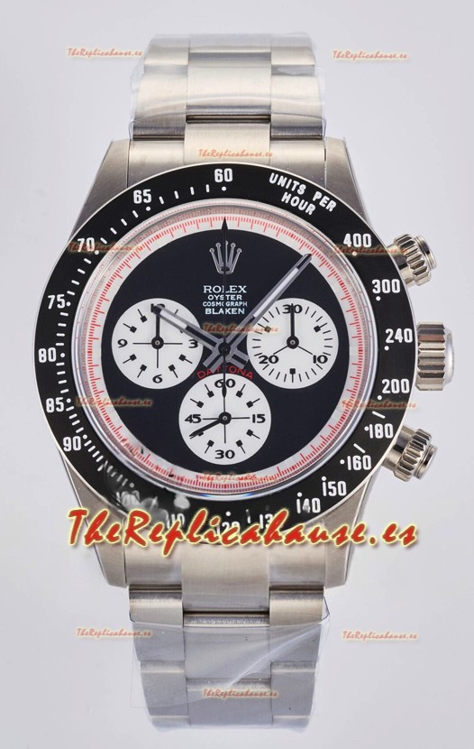 Réplica suiza del Rolex Daytona Paul Newman Blaken con esfera negra, modificado a medida con movimiento 4130