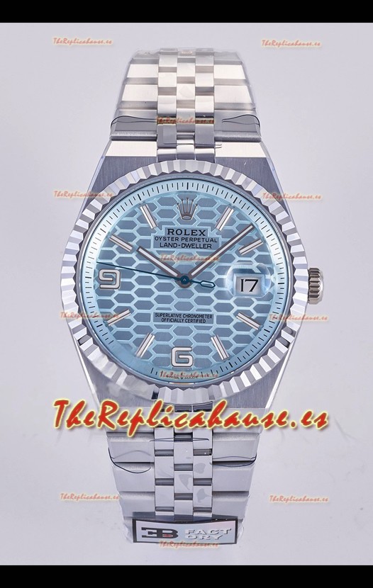 Reloj Rolex Land-Dweller 127336 con esfera azul hielo tipo panal de abeja, 40 mm, superclon