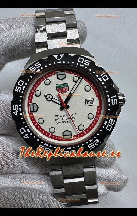Reloj réplica japonés Tag Heuer Formula 1 con esfera blanca y movimiento automático