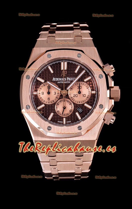 Audemars Piguet Royal Oak Reloj Cronógrafo en Caja de Oro Rosado y Dial Marrón