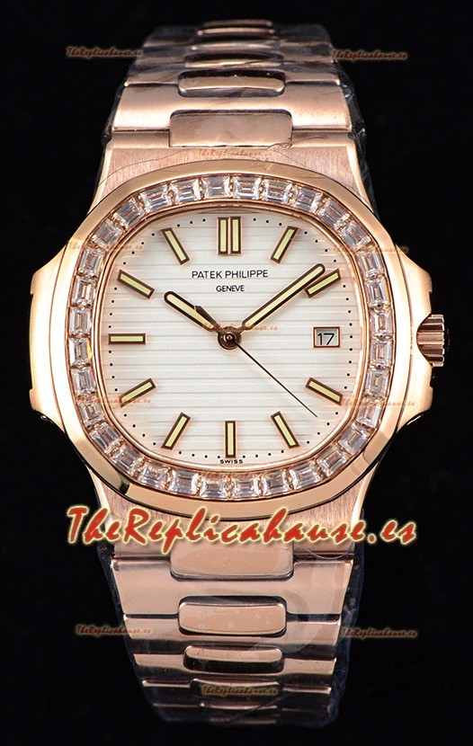 Patek Philippe Nautilus 5711/1R Reloj a Espejo 1:1 - Bisel Diamantes Baguette