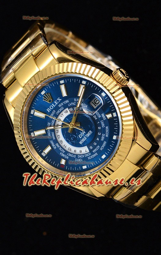 Rolex SkyDweller Reloj Suizo Caja de Oro Amarillo de 18 K - Edición DIW Dial Azul