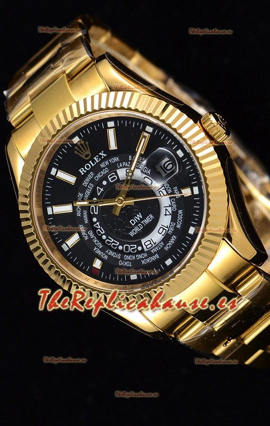 Rolex SkyDweller Reloj Suizo Caja de Oro Amarillo de 18 K - Edición DIW Dial Negro