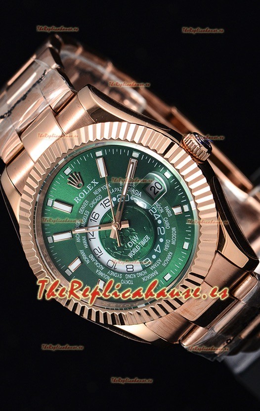 Rolex SkyDweller Reloj Suizo Caja de Oro Rosado de 18 K - Edición DIW Dial Verde