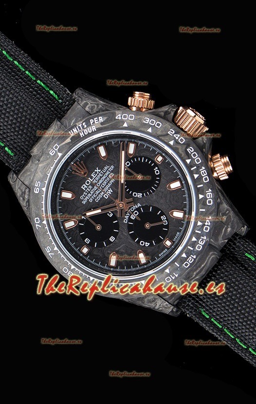Rolex Daytona DiW Forged Reloj Réplica a espejo 1:1 Caja de Carbono con Correa de Nylon