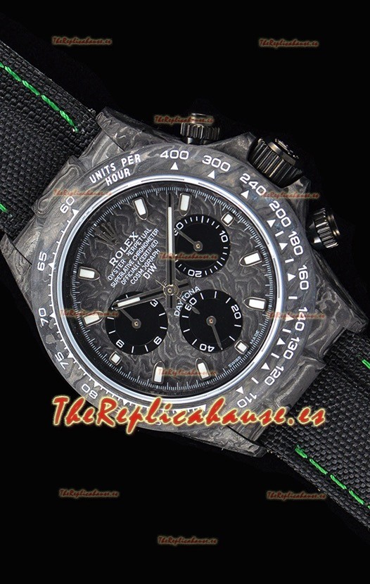 Rolex Daytona DiW Forged Reloj Réplica a espejo 1:1 Caja de Carbono con Correa de Nylon