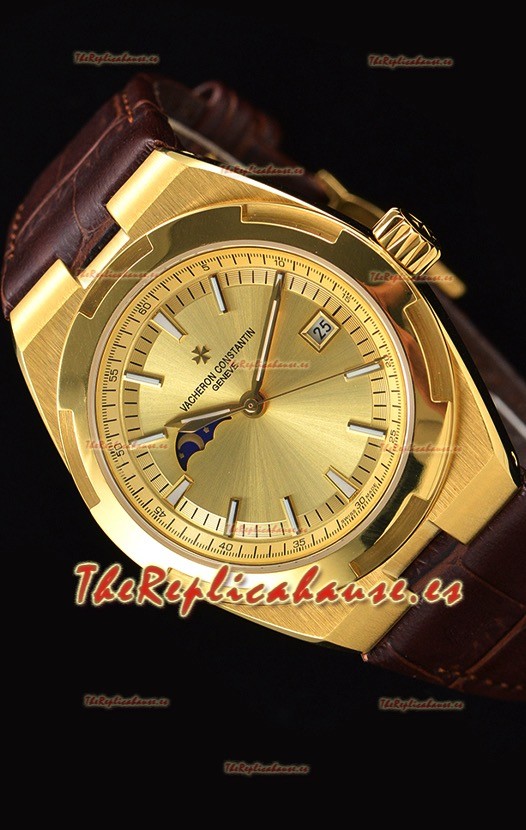 Vacheron Constantin Overseas MoonPhase Oro Amarillo Reloj Suizo Correa Marrón