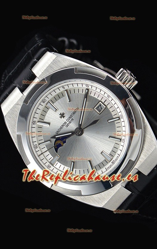 Vacheron Constantin Overseas MoonPhase Reloj Suizo Acero Inoxidable en Correa Negra