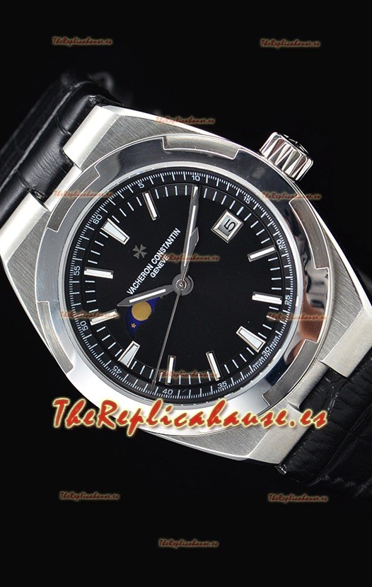 Vacheron Constantin Overseas MoonPhase Reloj Suizo Acero Inoxidable Dial Negro