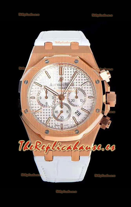 Audemars Piguet Royal Oak Chronograph Dial Blanco Reloj Réplica a espejo 1:1 de Acero 904L