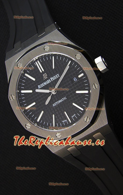 Audemars Piguet Royal Oak 41MM Dial Negro Correa de Goma - Reloj Réplica a Espejo 1:1 Última Edición